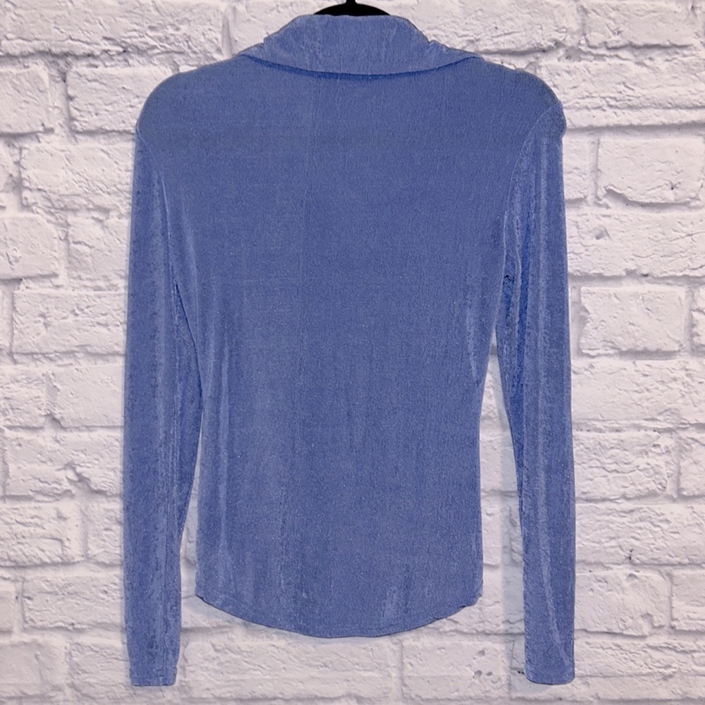 Mod Sky Dusty Blue Button Down Collared Blouse - image 4